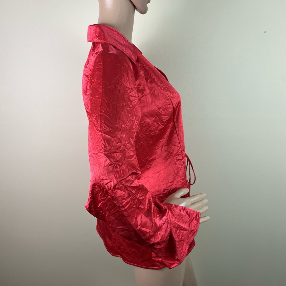 NEW FREE PEOPLE RED CRINKLE SATIN TOP - Picture 5 of 6